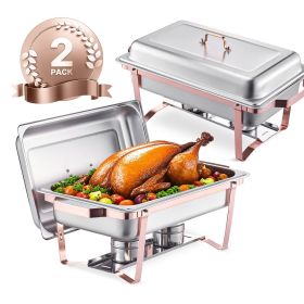 VEVOR Chafing Dish Buffet Set, 8 Qt 2 Pack, Stainless Steel Chafer with 2 Full Size Pans