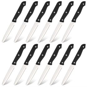 12-piece Kitchen Knife And Accessory Set With High-carbon Stainless Steel Blades, Including Meat And Steak Knives, With ABS Handles (Option: Primary color)