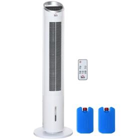 40" Portable Oscillating Air Cooler Fan for Home Office, 3-In-1 Standing Ice Floor Fan with Humidifier, 3 Modes, 3 Speeds, 8H Timer, Remote, LED (Option: White-1040x230x200 mm)