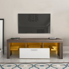20 Minutes Quick Assembly Brown Simple Modern TV  Stand With The Toughened Glass Shelf Floor Cabinet Floor TV Wall Cabinet Brown  WhiteTV Bracket (Option: Brown White)