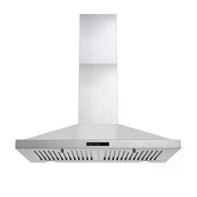Range Hood 30 Inch, Vent Hoods 30 Inch Stainless Steel, 450 CFM Ductless/Ducted Convertible Kitchen Hood With LED Light Baffle Filters, 3 Speed E (Option: silver)