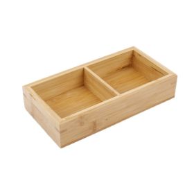 Hot Pot Bamboo Plate Compartmental Platter Vegetable Tray (Color: Natural, Options: Two Grid Plate)
